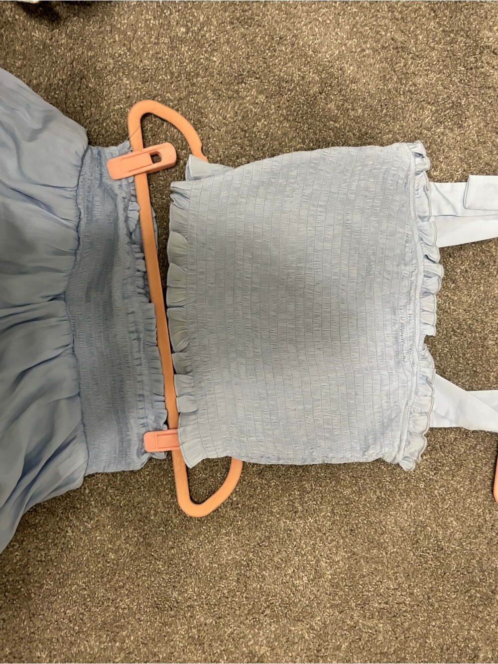 TCEC Light Blue Ruffled Smocked Crop Top & short set